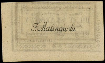 4 złote polskie 4.09.1794, seria 1-D, Miłczak A11a, Lucow 43d (R0), na stronie odwrotnej odbicie druku innego banknotu tej samej serii