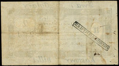 2 talary 1.12.1810, podpis komisarza J. Nep. Małachowski, na stronie odwrotnej stempel Centralnej Komisji Likwidacyjnej, Miłczak A13bd, Lucow 63 (R3), minimalne perforacje papieru