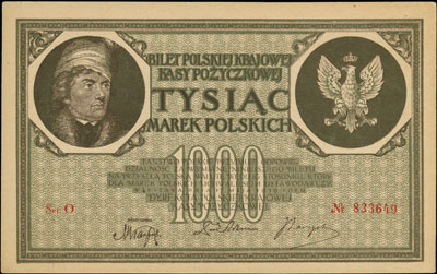 1.000 marek polskich 17.05.1919, seria O, Miłczak 22b, Lucow 345 (R4), ładnie zachowane