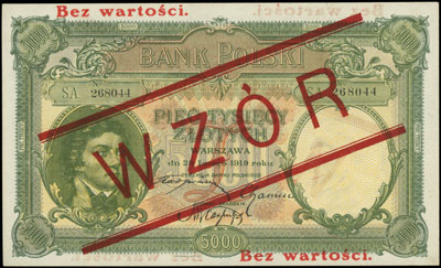 5.000 złotych 28.02.1919, WZÓR, seria A, Miłczak