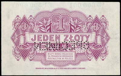 1 złoty 15.08.1939, WZÓR, wielokrotna numeracja: