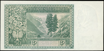 50 złotych 15.08.1939, seria D, Miłczak 84a, Lucow 1037 (R6), pięknie zachowane, rzadkie