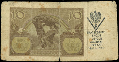 10 złotych 1.03.1940, seria K, z nadrukiem \PW /