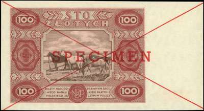 100 złotych 15.07.1947, SPECIMEN, seria A 1234567, Miłczak 129a, piękne