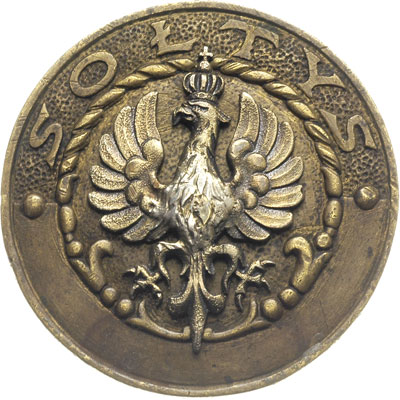 odznaka sołtysa, na stronie odwrotnej sygnatura 