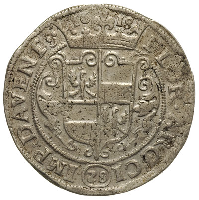 28 stuberów (floren) 1618, odmiana z datą nad koroną, Dav.-, Delm. 1107, Purmer De30.2