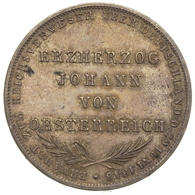 podwójny gulden 1848, wybite z okazji wyboru księcia Jana Austriackiego na regenta, Dav. 644, Thun 135, ładna, stara patyna