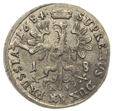 ort 1684 / HS, Królewiec, v. Schrötter 1692, Neumann 11.118, piękny