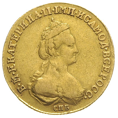 5 rubli 1782 / СПБ, Petersburg, złoto 6.41 g, Diakov 435 (R1), Bitkin 80 (R)