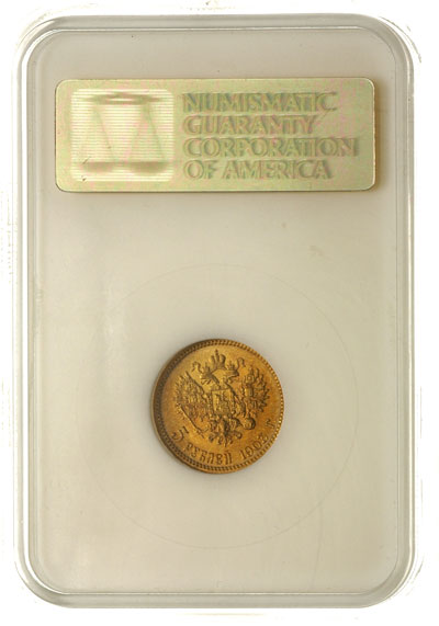 5 rubli 1903, Petersburg, złoto, Kazakov 268, moneta w pudełku NGC z certyfikatem MS 66, pięknie zachowane, patyna