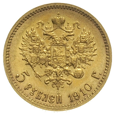 5 rubli 1910 ЭБ, Petersburg, złoto 3.41 g, Kazak