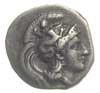 drachma ok. 302-280 pne, Aw: Głowa Ateny w hełmi