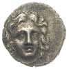 drachma ok. 205-188 pne, Aw: Głowa Heliosa trzy 