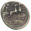 denar 153 pne, Rzym, Aw: Głowa Romy w hełmie w prawo, za nią X, Rw: Wiktoria w bidze w prawo, poni..