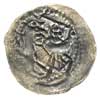 denar jednostronny ok. 1173-1190;  Rycerz walczący z lwem, srebro 0.35 g, Str. 46, Such. 2, piękny..