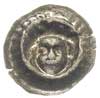 brakteat 2. połowa XV w., Ukoronowana głowa, promienista obwódka, 0.22 g, Dbg. 214, moneta lakiero..