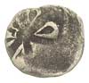 denar XIV w., Aw: Rozeta dwunitkowa, Rw: Gryf?, 0.27 g, Dbg. 219?, niecentryczny