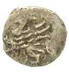 denar XIV/XV w., Aw: Na tle krzyża okrąg z kulką