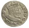 trojak 1595, Lublin, Iger L.95.1.a (R6), T. 30, niezmiernie rzadka moneta z h. Topór oraz datą koł..