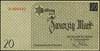20 marek 15.05.1940, wzór kasowy z pieczęcią ENTWERTET, No 000354, papier ze znakiem wodnym, Miłcz..