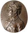 Adam Mickiewicz -owalny medalion niesygnowany wykonany na 100 lecie urodzin przedstawiający popier..