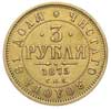 3 ruble 1875 / СПБ - HI, Petersburg, złoto 3.92 g, Bitkin 37 (R), ładnie zachowane