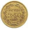 2.50 scudi 1857, złoto 4.32 g, Pagani 364, Berman 3306, piękne