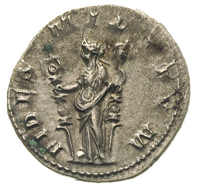 antoninian 244-247, Rzym, Aw: Popiersie w prawo, Rw: Fides trzymająca dwa sztandary na wprost, FIDES MILITVM, srebro 3.66 g, RIC 34b