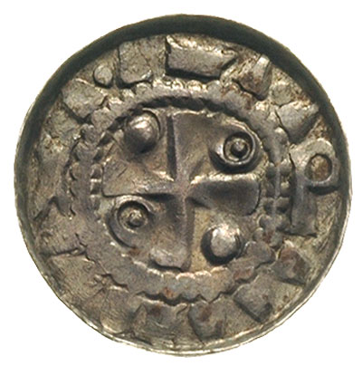 denar krzyżowy X-XI w., Aw: Krzyż prosty i kółka, Rw: Krzyż kawalerski, srebro 1.16 g, Stronczyński 23, CNP typ VI, piękny
