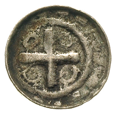 denar krzyżowy X-XI w., Aw: Krzyż prosty i kółka, Rw: Krzyż kawalerski, srebro 1.02 g, Stronczyński 23, CNP typ VI