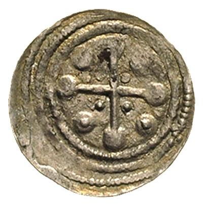 denar, Aw: Rycerz przebijający włócznią smoka, Rw: Krzyż patriarchalny, srebro 0.36 g, Stronczyński 39, Such. XIV