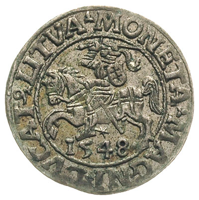 półgrosz 1548, Wilno, pierwsza cyfra daty rzymska, Ivanauskas 4SA37-12, patyna