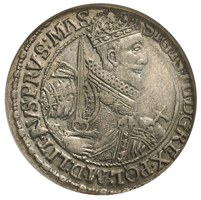 ort 1621, Bydgoszcz, odmiana napisu PRVS : MAS, moneta w pudełku NGC z certyfikatem MS 62, bardzo ładnie zachowana