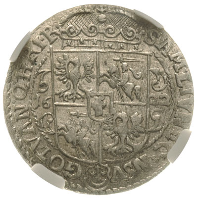 ort 1622, Bydgoszcz, odmiana napisu PRVS . M +, moneta w pudełku NGC z certyfikatem AU 58, bardzo ładnie zachowana