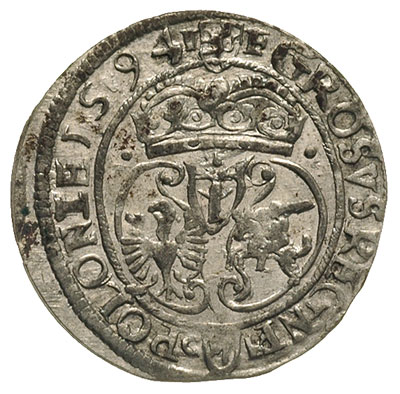 grosz 1594, Olkusz, dzbanuszek i słoneczko pod popiersiem króla, T. 12, rzadki i ładnie zachowany