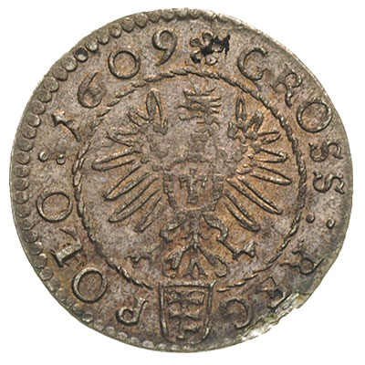 grosz 1609, Kraków, drobna wada blachy, ale pięk