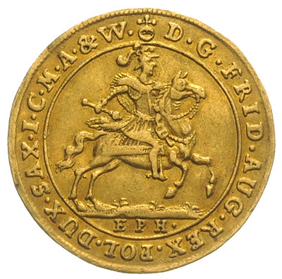 dukat 1702, Lipsk, Aw: Król na koniu i napis wok