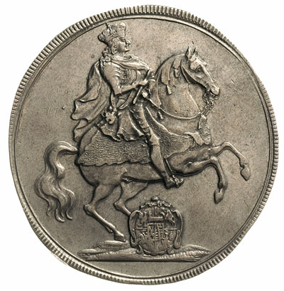 talar wikariacki 1711, Drezno, Aw: Król na koniu, Rw: Dwa stoły z insygniami, 29.06 g, Kahnt 283, Schnee 1011, delikatna patyna