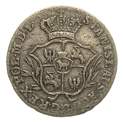 2 grosze srebrne (półzłotek) 1773, Warszawa, litery A P na rewersie, Plage 258, patyna