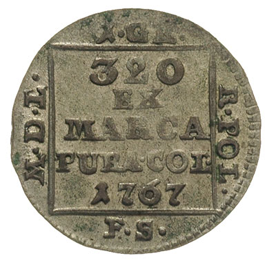 grosz srebrny 1767, Warszawa, korona mała, Plage 216, bardzo ładny, delikatna patyna