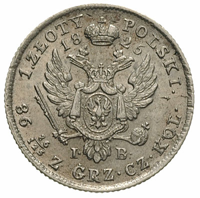 1 złoty 1825, Warszawa, Plage 69, Bitkin 847 (R). bardzo rzadkie, szczególnie w tak ładnym stanie zachowania