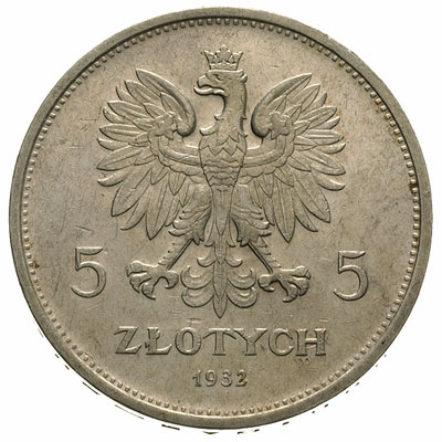 5 złotych 1932, Warszawa, Nike, Parchimowicz 114.e, bardzo rzadkie i ładnie zachowane