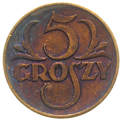 5 groszy 1923, mosiądz, Parchimowicz 103.a, ładn