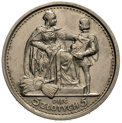5 złotych 1925, Konstytucja, odmiana ze 100 perełkami, znak menniczy po dacie, srebro 25.16 g, Parchimowicz 113.a, wybito 1.000 sztuk