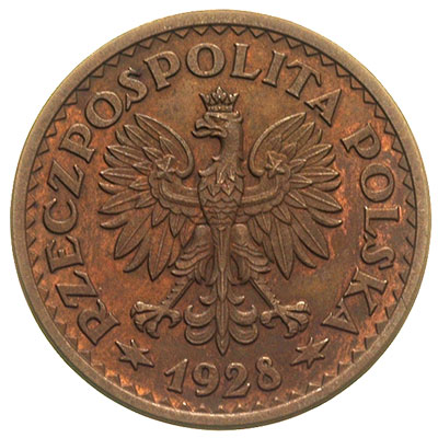 1 złoty 1928, Nominał w wieńcu z kłosów zboża, b