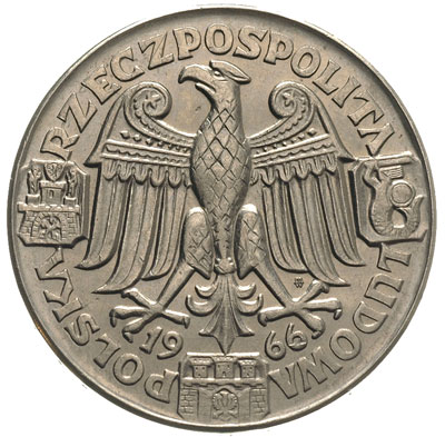 100 złotych 1966, Mieszko i Dąbrówka głowy, na rewersie wypukły napis PRÓBA, nikiel, Parchimowicz P-345.a