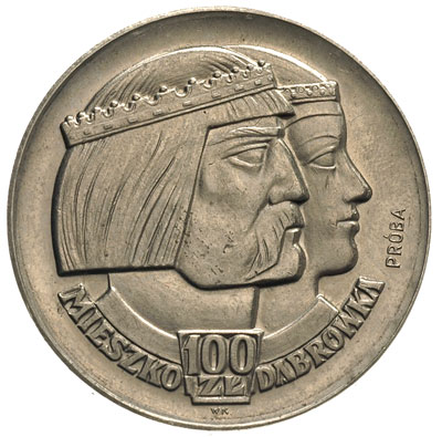 100 złotych 1966, Mieszko i Dąbrówka głowy, na r