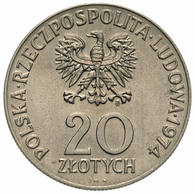 20 złotych 1974, XXV LAT RWPG, na rewersie wypuk