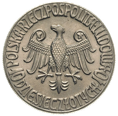 10 złotych 1964, Kazimierz Wielki / Orzeł bez korony, na rewersie wypukły napis PRÓBA, nikiel, Parchimowicz P-241.c