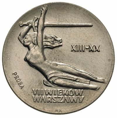 10 złotych 1965, Nike, bez herbu Warszawy, na rewersie wypukły napis PRÓBA, nikiel, Parchimowicz P-251.a